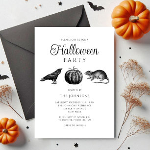 Eleganter Gothic Black Kürbis Halloween Einladung