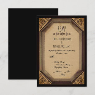 Eleganter Gothic Deko Frame Cornices Wedding RSVP Einladung