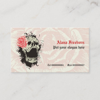 Eleganter Gothic-Grunge-Schädel und rote Rose Visitenkarte