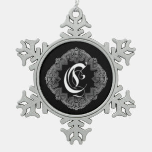 Eleganter gothischer Anfangsbuchstabe C-Schneefloc Schneeflocken Zinn-Ornament