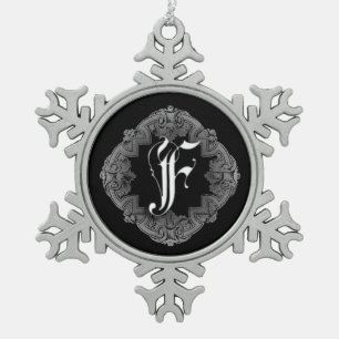 Eleganter gothischer Anfangsbuchstabe F-Schneefloc Schneeflocken Zinn-Ornament