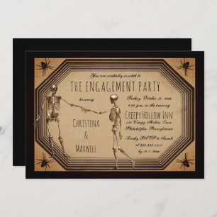 Eleganter gotischer Deko Skeletons Engagement Part Einladung