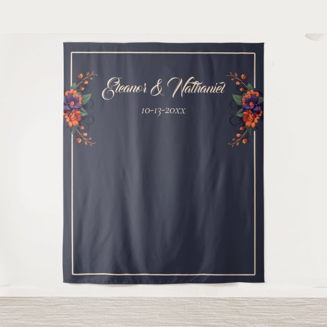 Eleganter gotischer floraler Minimalistischer Hoch Wandteppich (Vorderseite)