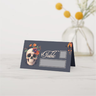 Eleganter gotischer floraler Tisch- und Namensplat Platzkarte