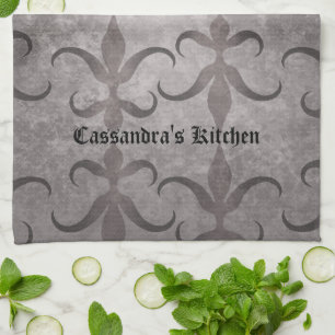 Eleganter gotischer grauer Entwurf personalisiert Handtuch