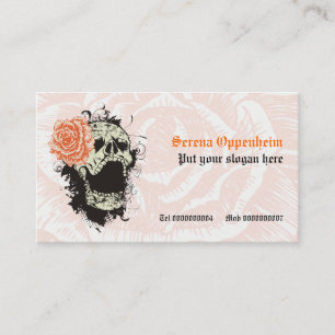 Eleganter gotischer Grunge-Totenkopf und orangefar Visitenkarte