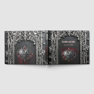 Eleganter gotischer Hochzeitsrosenrahmen Gästebuch