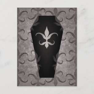 Eleganter gotischer Sarg zu Halloween Postkarte