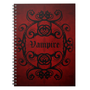 Eleganter gotischer Vampirsdamast rot und schwarz Notizblock