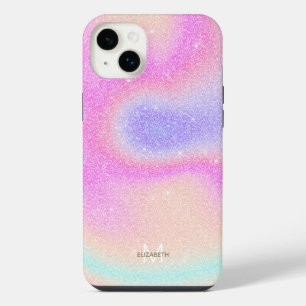 Eleganter Gradient Glitzer Swirl Holographic iPhone 14 Plus Hülle