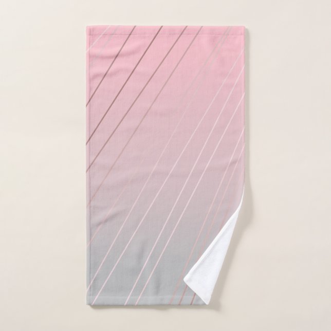Eleganter Gradient rosa Graumuster Rose Gold Badhandtuch Set (Handtuch)