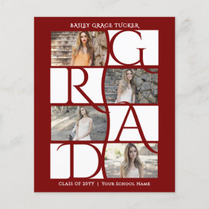 Eleganter Graduate 5-Foto Dunkelroter Abschluss