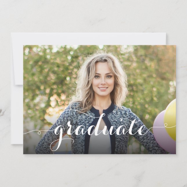 Eleganter Graduate Modernes Skript 4 Foto Abschlus Ankündigung (Vorderseite)