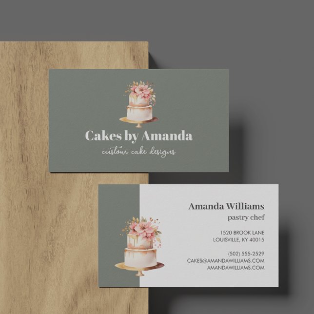 Eleganter Graskuchen mit floraler Torte Visitenkarte (Von Creator hochgeladen)