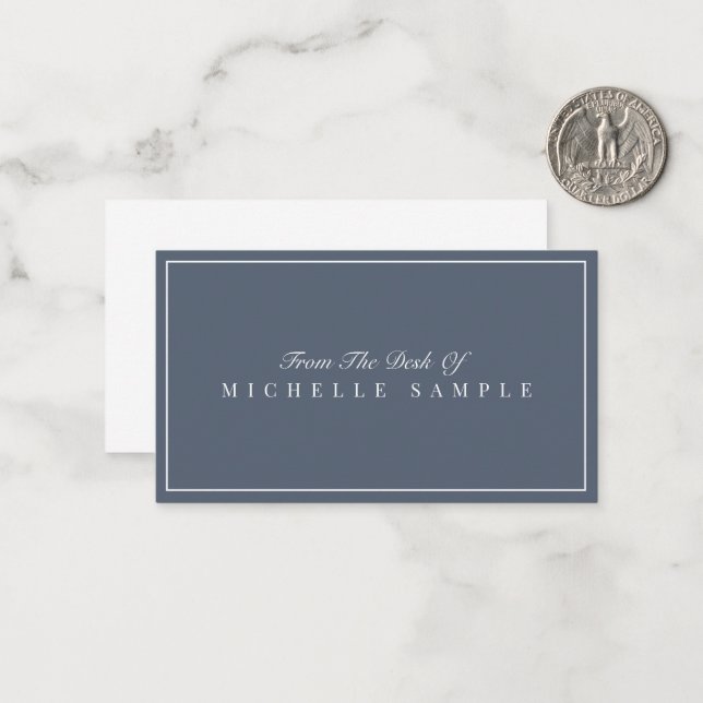 Eleganter, grau-blau Moderner Personalisierter Bür Mitteilungskarte (Vorderseite/Rückseite Beispiel)