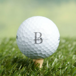 Eleganter, grau-moderner Name für das Monogramm Golfball
