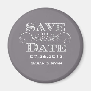 Eleganter Grau-Save the Date Magnet