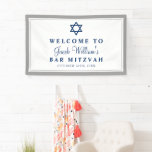 Eleganter Grau und Navy Blue Bar Mitzvah Willkomme Banner<br><div class="desc">Elegantes Begrüßungsbanner in Grau und Navy Blue Bar Mitzvah</div>