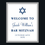 Eleganter Grau und Navy Blue Bar Mitzvah Willkomme Poster<br><div class="desc">Elegantes Graues und Navy Blue Bar Mitzvah Willkommenspopster</div>