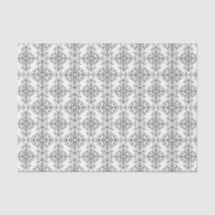 Eleganter Grau-Weißer Blumen-Damask im Vintage-Sti Seidenpapier