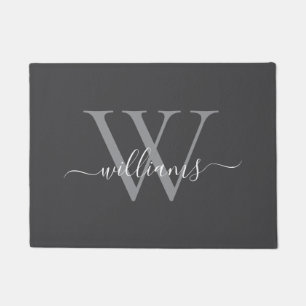 Eleganter, grau-weißer Name für Monogramm-Skripte Fußmatte