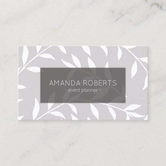 Eleganter Graublütenminimalist Visitenkarte (Vorderseite)