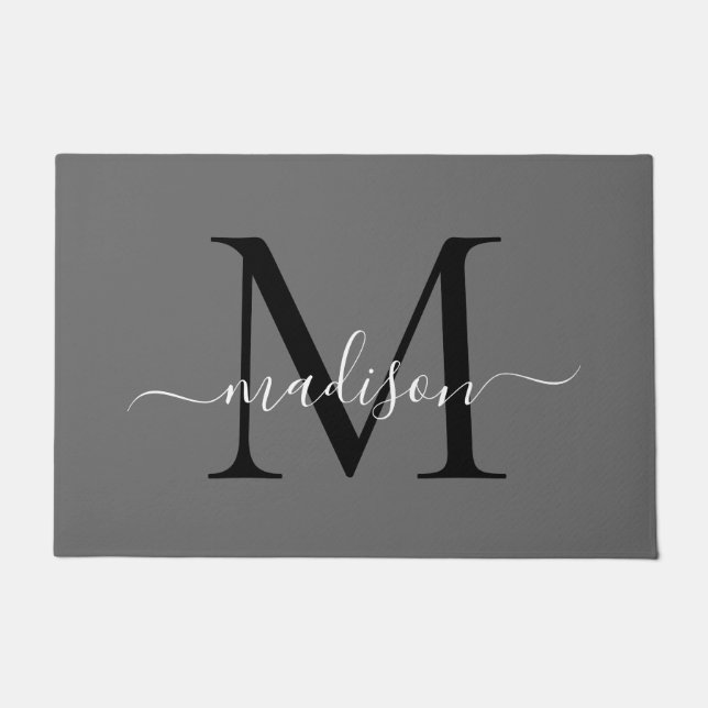 Eleganter Grauer, benutzerdefinierter Name für Mon Fußmatte (Vorderseite)