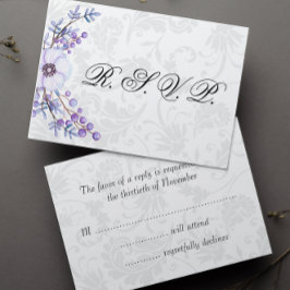 Eleganter grauer Damaske und Lila blumenreicher Ho RSVP Karte