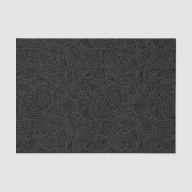 Eleganter grauer floraler Damaskus Schwarzer Hinte Seidenpapier (Vorderseite)