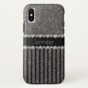 Eleganter grauer Glitzer personalisierter iPhone X Case-Mate iPhone Hülle