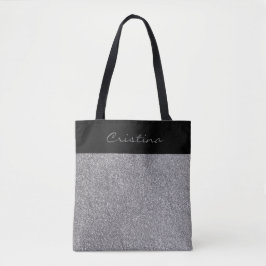 Eleganter Grauer Glitzer Pesonalized Shopping Tasche