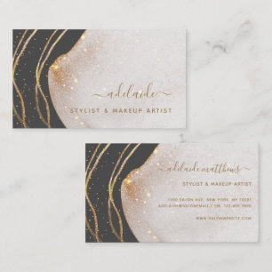 Eleganter Grauer Glitzer Signature Script Agate Visitenkarte
