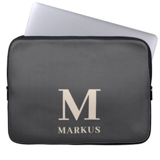 Eleganter grauer Monogram-Laptop-Sieb Laptopschutzhülle