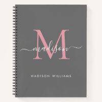 Eleganter grauer Rosa, Girly Monogram, Name