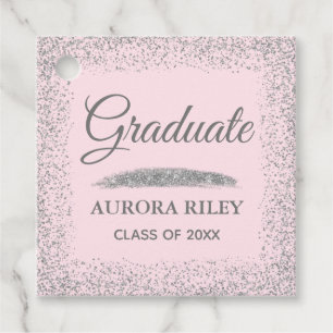 Eleganter grauer Silver Glitzer Rosa Abschluss Geschenkanhänger