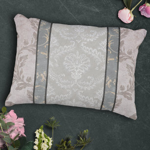 Eleganter grauer Vintager BlumenDamast Dekokissen