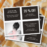 Eleganter Grauer Weißer Schwarzer Foto Massagether Flyer<br><div class="desc">Eleganter Flyer,  Coupon Design Vorlage mit einem beruflichen Studio-Foto. Perfektes Marketing Tool für Ihre Kunden. Dieser Flyer ist vollständig anpassbar,  Sie können Ihre persönlichen Daten einfach hinzufügen. Wenn Sie Hilfe benötigen,  um es anzupassen,  kontaktieren Sie uns bitte. 
Sie können dieses Produkt mit Visitenkarten abgleichen.</div>