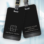 Eleganter Graugrau-Rahmen hinzufügen Logo schwarz Gepäckanhänger<br><div class="desc">Elegantes Gepäckanhänger mit grauem Farbverlauf,  eigenem Logo und eigenem Namen.</div>