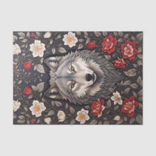 Eleganter Grauwolf-Blumenmuster Seidenpapier