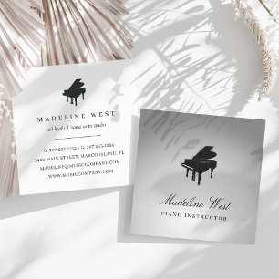Eleganter Gray Piano Instructor Music Teacher Quadratische Visitenkarte