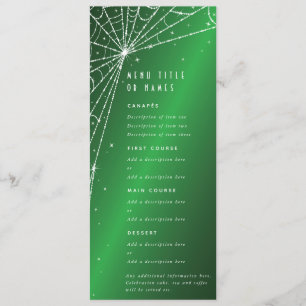 Eleganter Green Diamond Spider Web Flat 4 Course Menükarte