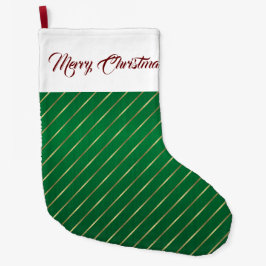 Eleganter Green Gold Streifen Weihnachtsweihnachts Großer Weihnachtsstrumpf