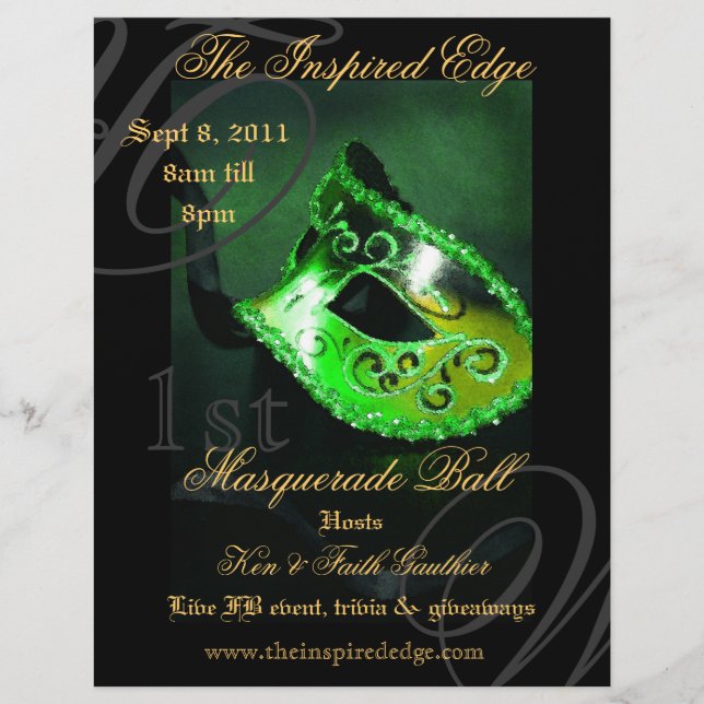 Eleganter Green Masquerade Ball Party Event Flyer (Vorne)