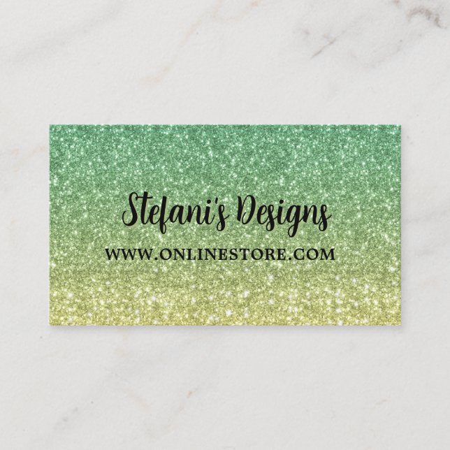 Eleganter Green Mint Ombre Glitzer Online Store Visitenkarte (Vorderseite)