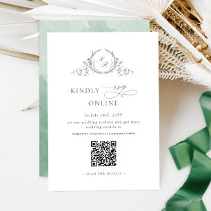 Eleganter Green Monogram UAWG Online QR Code Begleitkarte