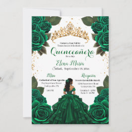 Eleganter Green Quinceñera Rose Gold Glitzer Einladung