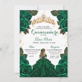 Eleganter Green Quinceñera Rose Gold Glitzer Einladung
