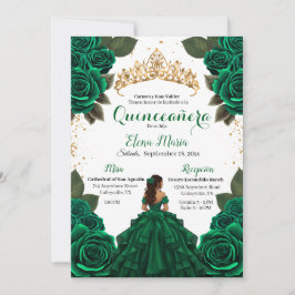 Eleganter Green Quinceñera Rose Gold Glitzer Einladung