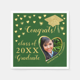 Eleganter Green und Gold 2025 Abschluss Serviette