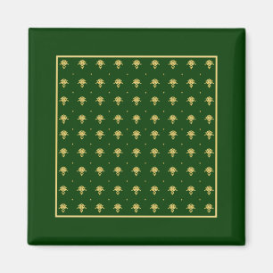 Eleganter Green und Gold Damask Magnet
